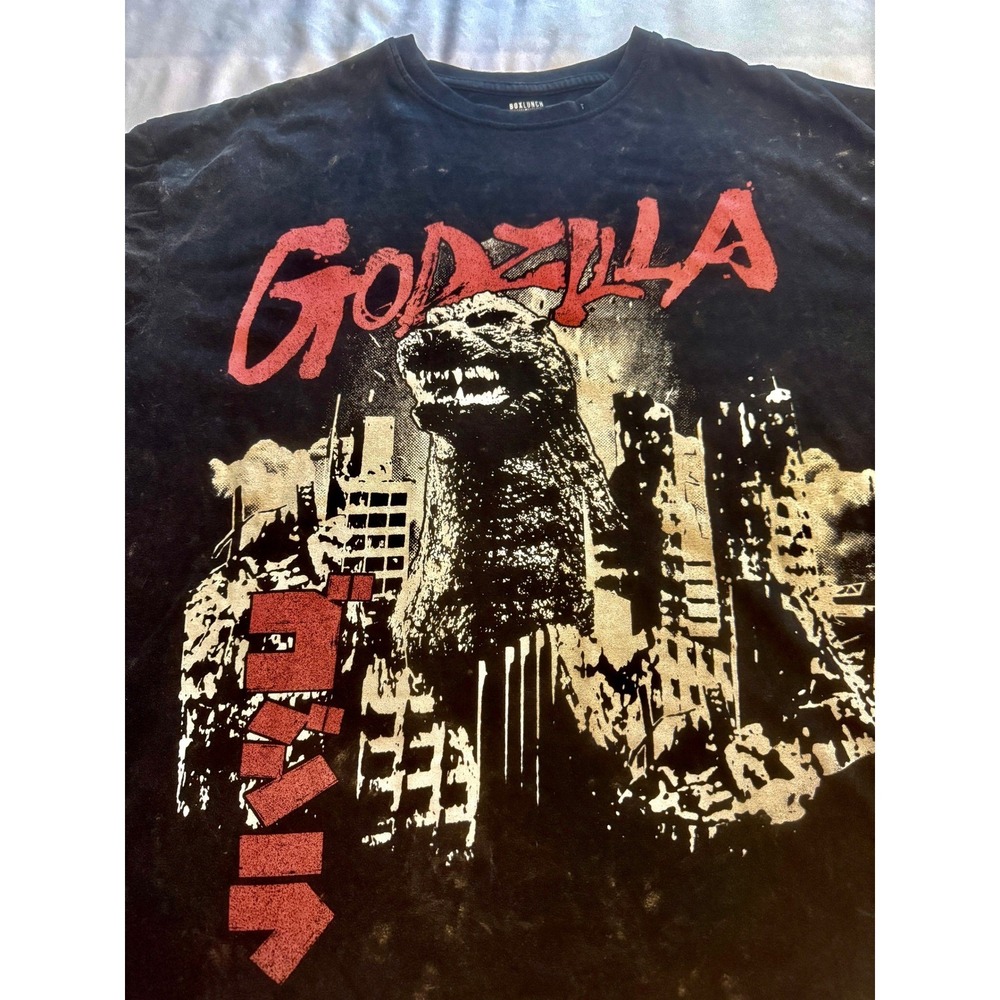 BoxLunch Godzilla Mineral Wash Layered Long Sleeve Graphic T-Shirt Mens Medium